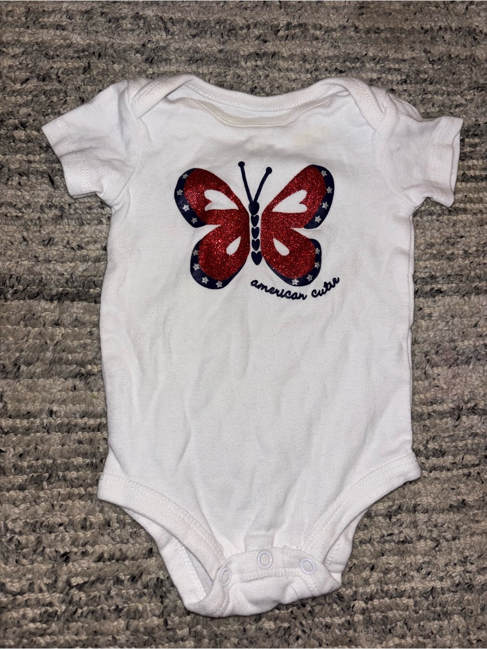Baby Starters White One-Piece with Red & Navy Butterfly